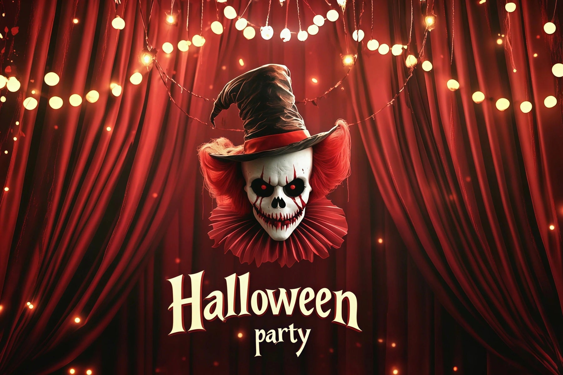 Halloween Party Backdrops Clown Skull Red Curtain Halloween Photo Booth Backdrop RR67-57