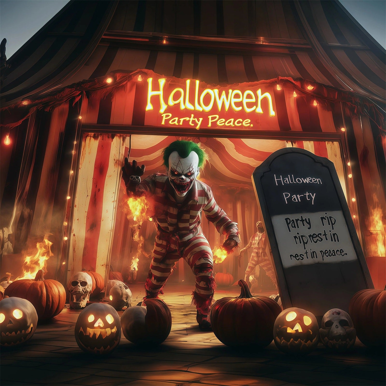 Halloween Backdrop Photo Haunted Clown Circus Entrance Halloween Party Backdrop RR67-60