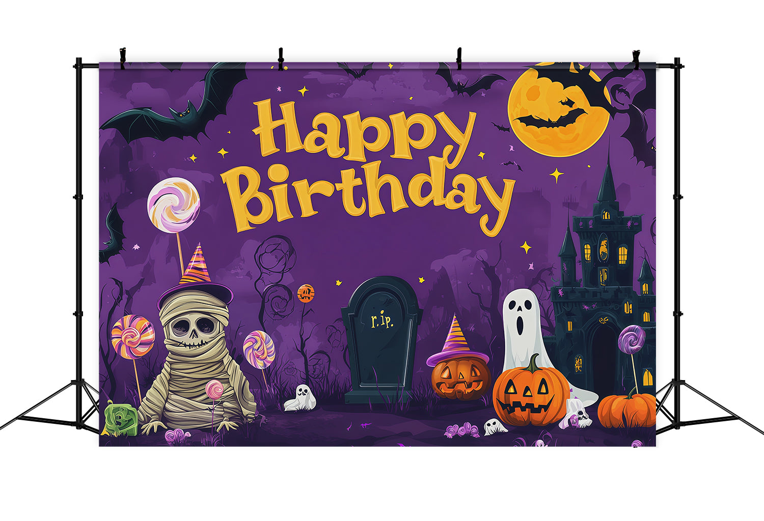 Halloween Picture Backdrops Mummy Ghost Spooky Castle Halloween Birthday Backdrop RR67-76