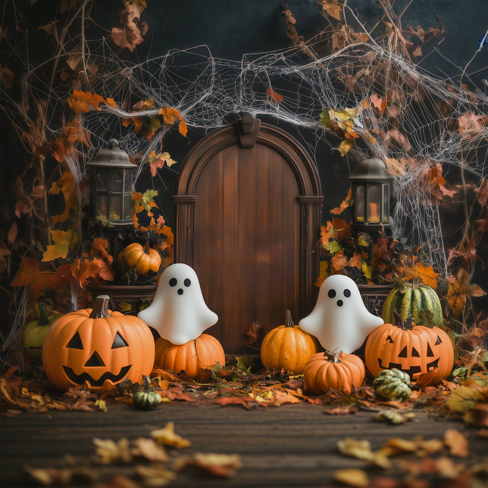 Halloween Backdrop Photo Booth Autumn Ghost Pumpkin Door Backdrops Halloween RR67-84