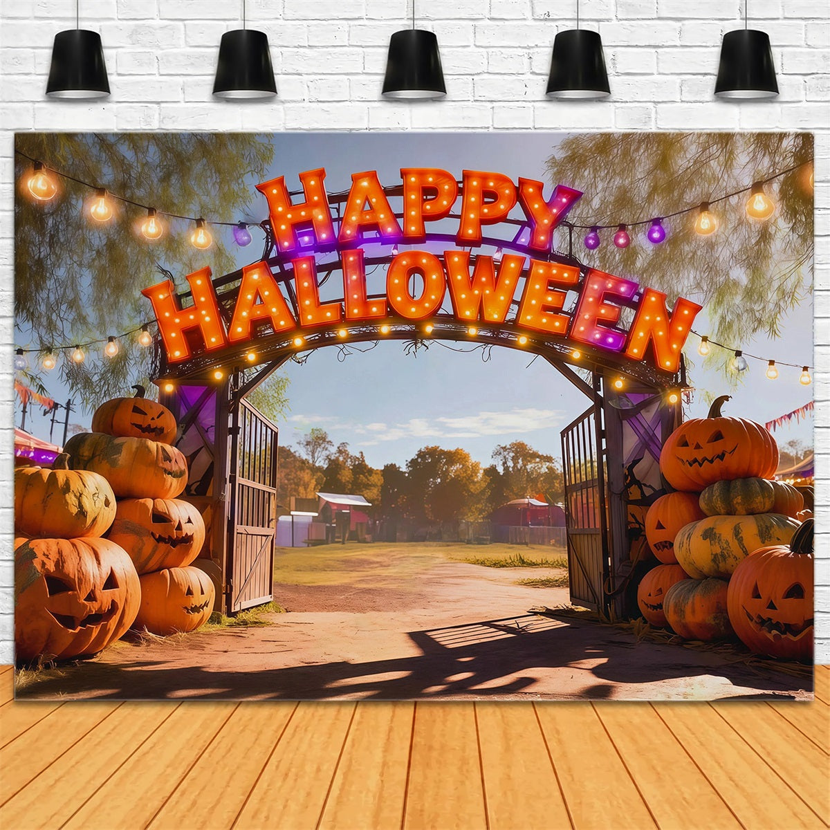 Halloween Carnival Backdrop Pumpkin Festival Entrance Arch DIY Halloween Backdrop RR67-90