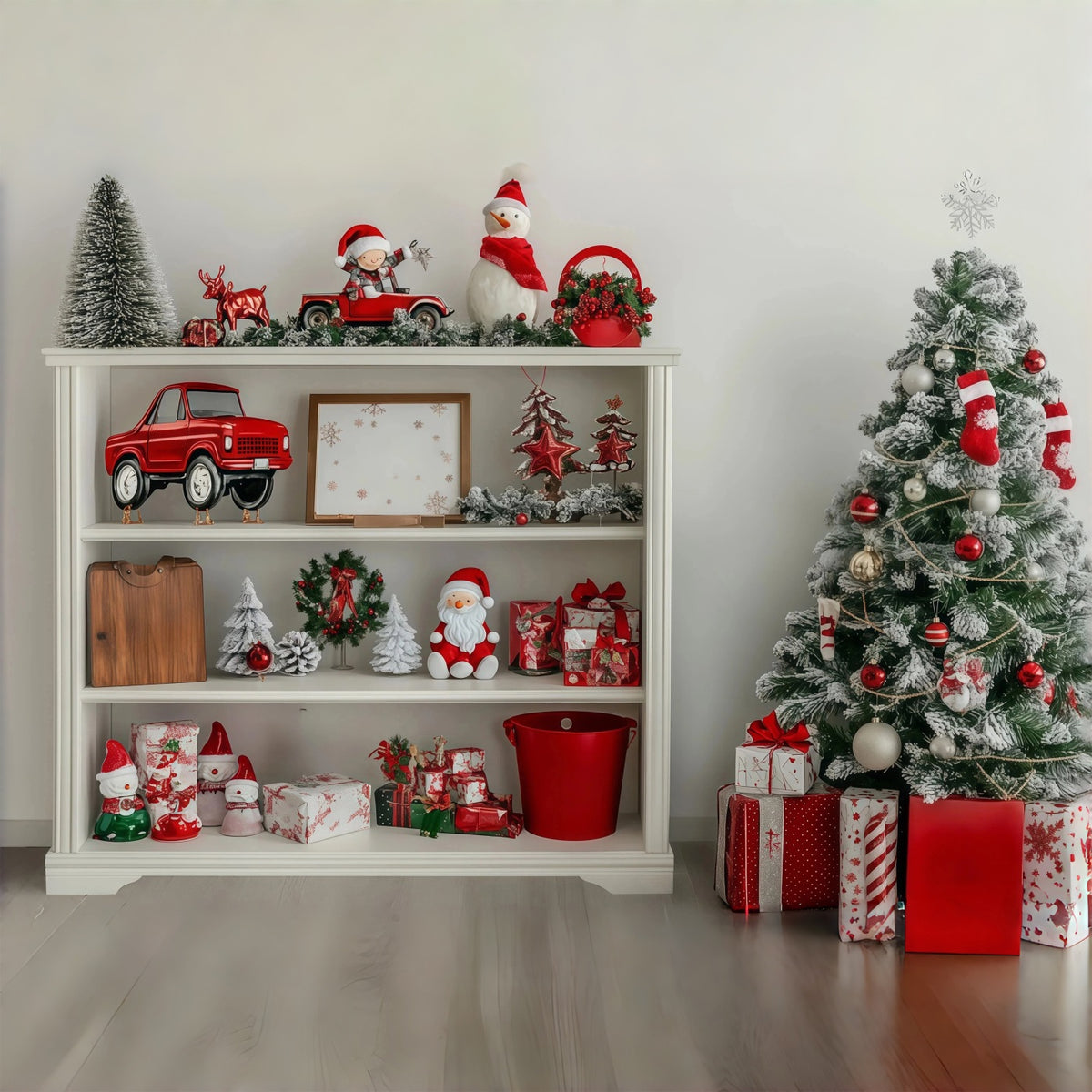 Christmas Ornament Backdrop Festive Shelf Tree Display Christmas Muslin Backdrops RR68-97