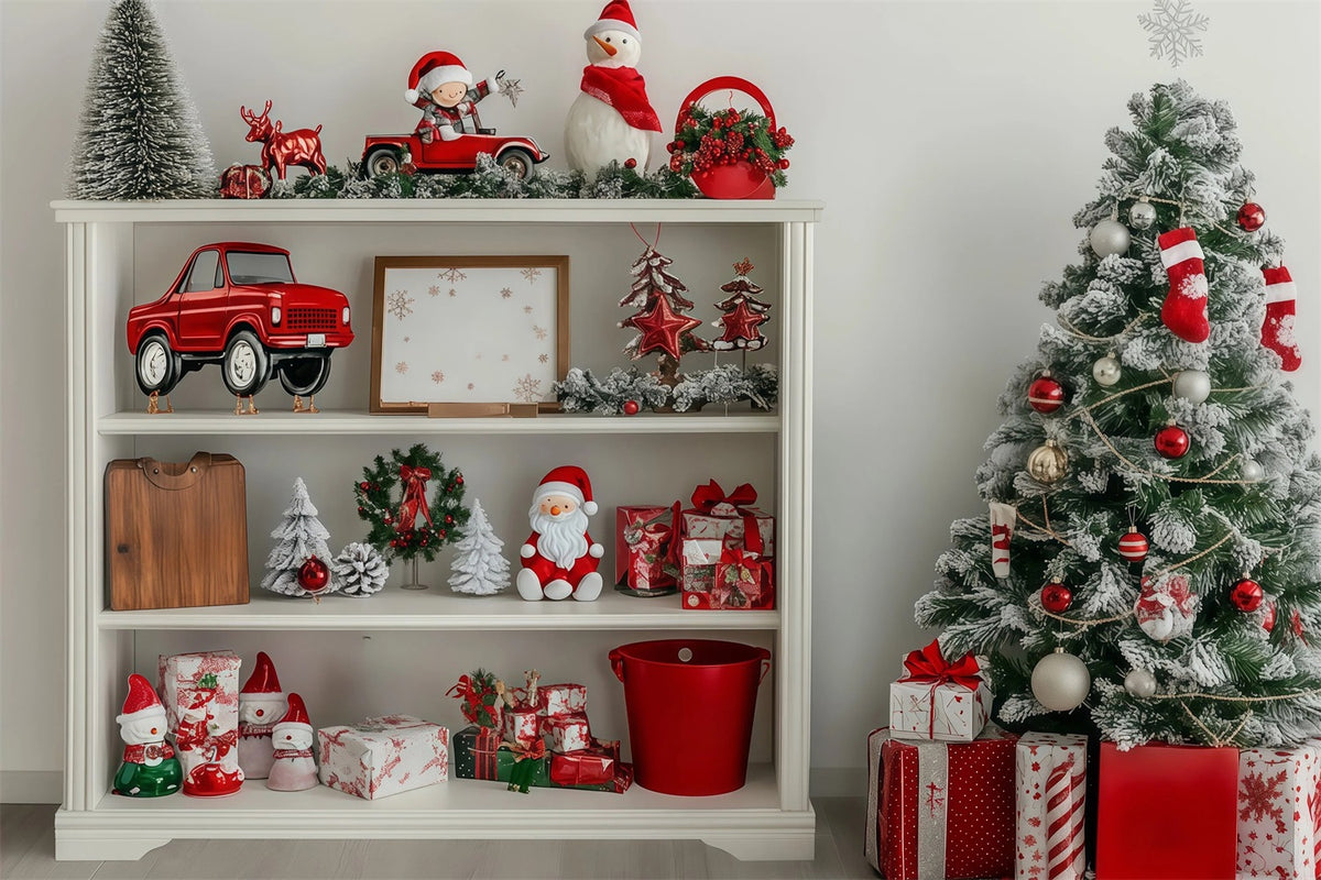 Christmas Ornament Backdrop Festive Shelf Tree Display Christmas Muslin Backdrops RR68-97
