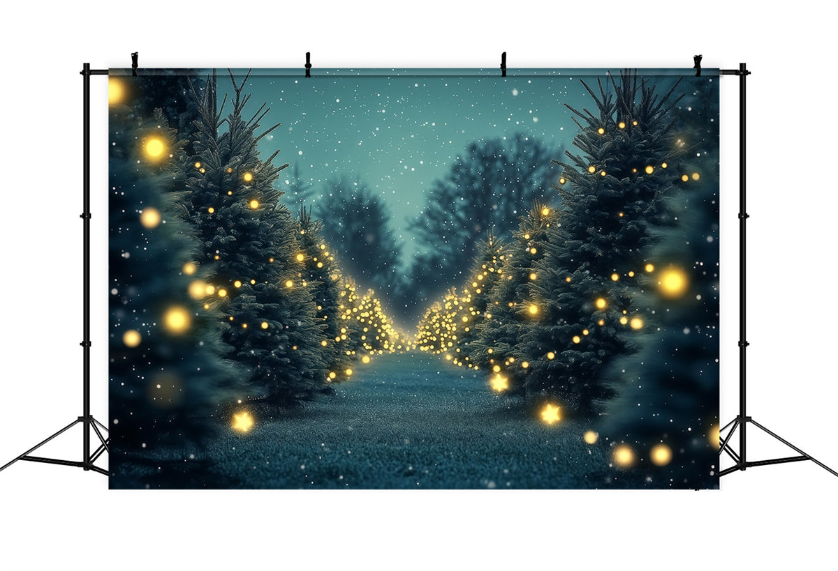 Christmas Tree Backdrop Twinkling Pine Light Path Christmas Wall Backdrop RR69-102