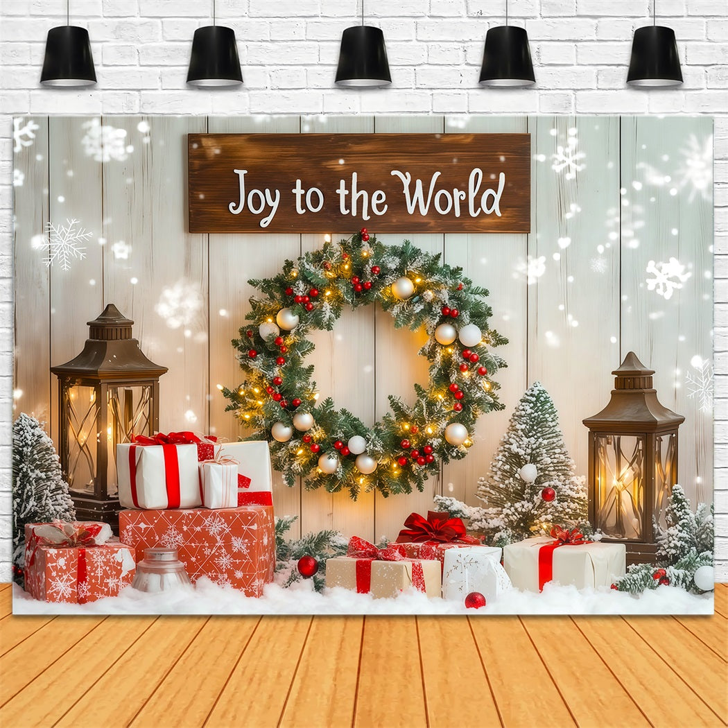 Christmas Wreath Backdrop Joy to the World Photography Christmas Backdrops RR69-103