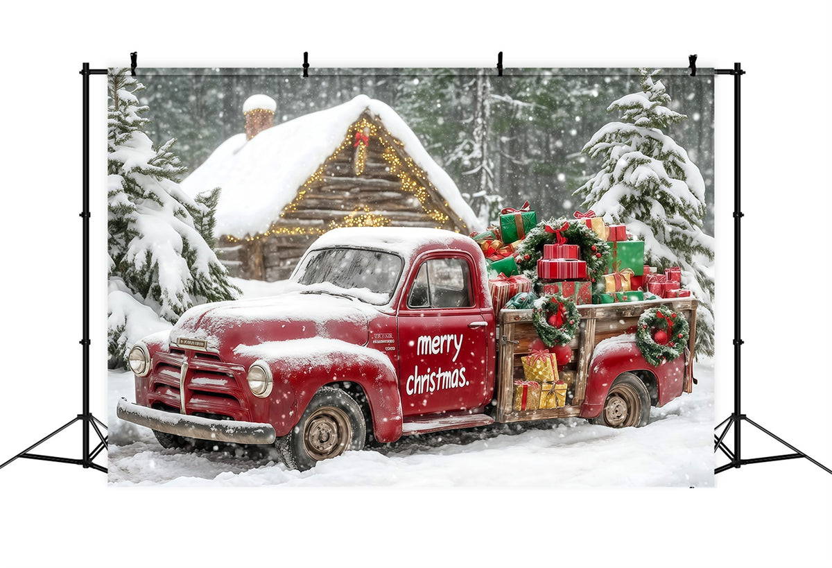 Christmas Truck Backdrop Snowy Forest Gifts Car Studio Backdrops Christmas RR69-76