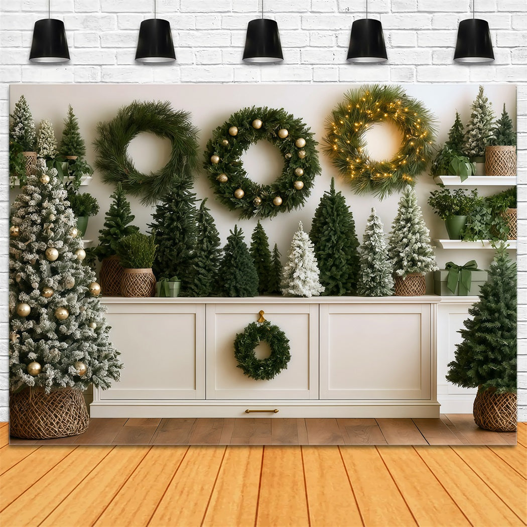 Christmas Greenery Backdrop Wreath Tree Display Wall Photo Christmas Backdrops RR69-78