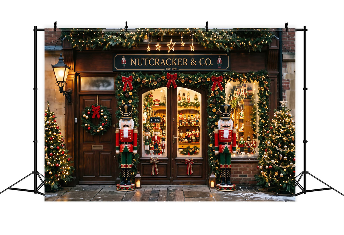 Christmas Store Backdrop Nutcracker Toy Shopfront Wall Christmas Backdrop RR69-82