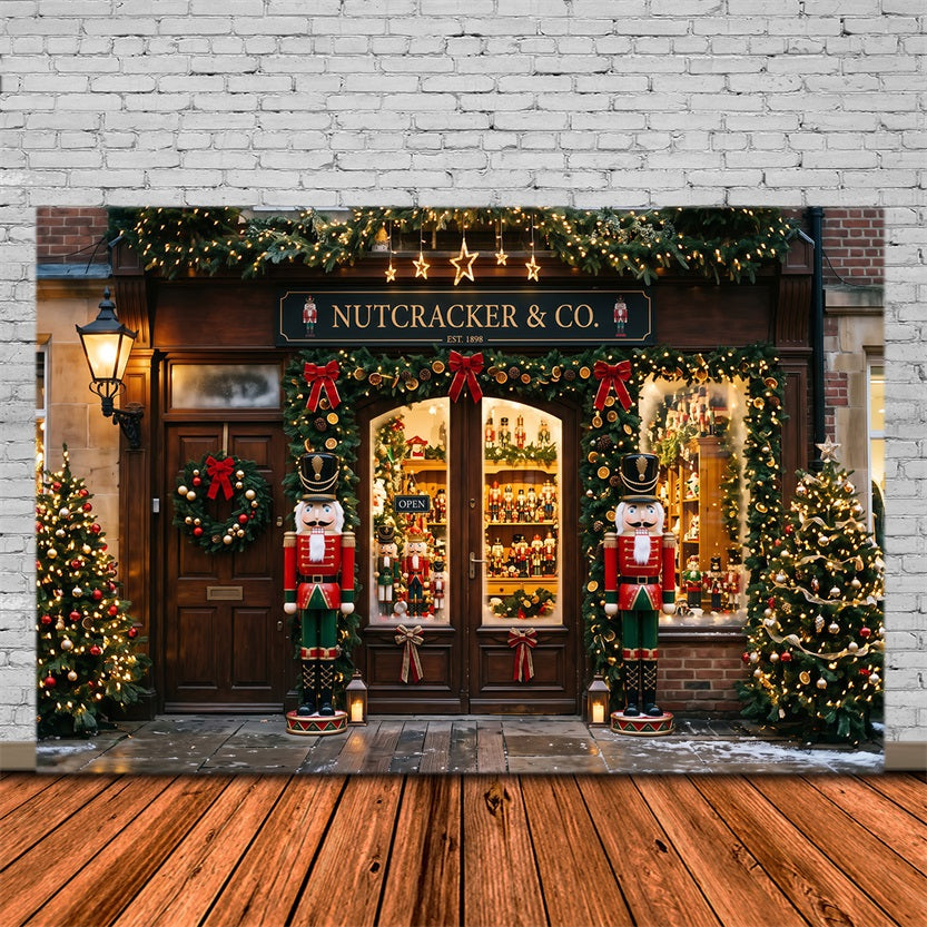 Christmas Store Backdrop Nutcracker Toy Shopfront Wall Christmas Backdrop RR69-82