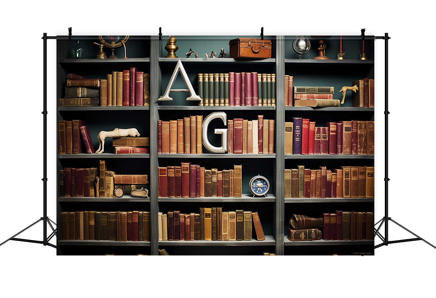 Back to School Classic Shelf Books Backdrop RR7-194