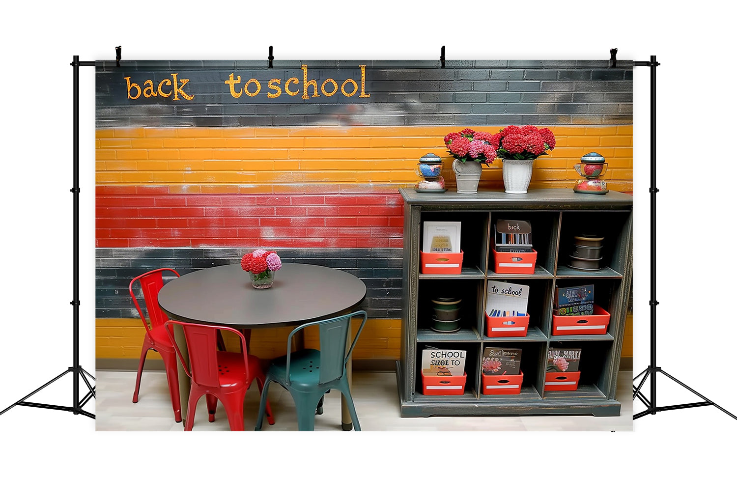 Multicolored Wall Back to School Backdrop RR7-198