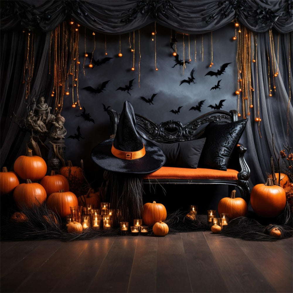 Pumpkin Candle Decorated Wall Halloween Backdrop RR7-452