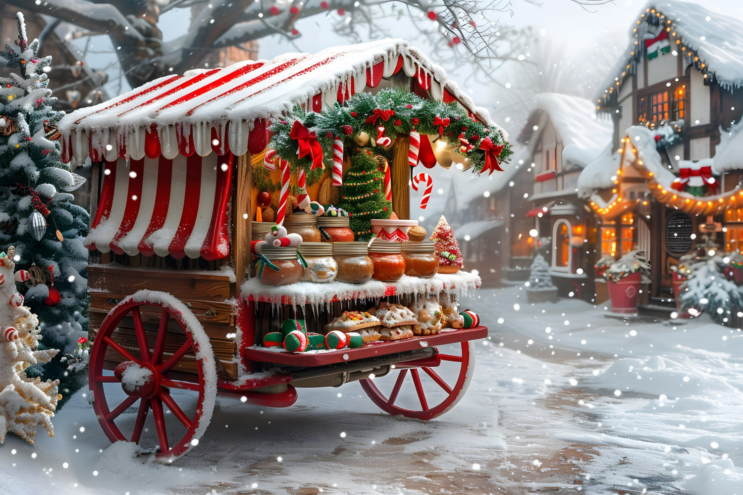 Christmas Sweets and Treats Cart Backdrop RR7-622