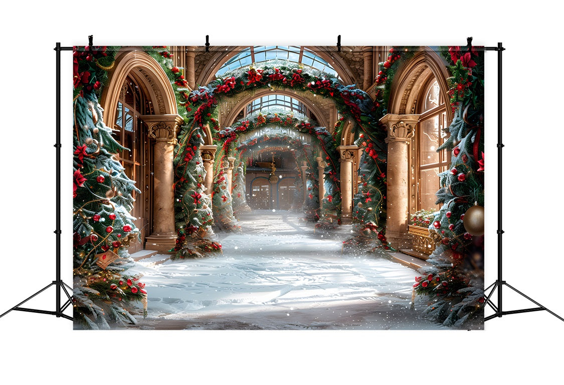 Christmas Elegant Hall Festive Garlands Backdrop RR7-634