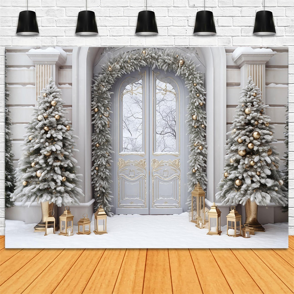 Christmas Tree Snow Front Door Backdrop RR7-750
