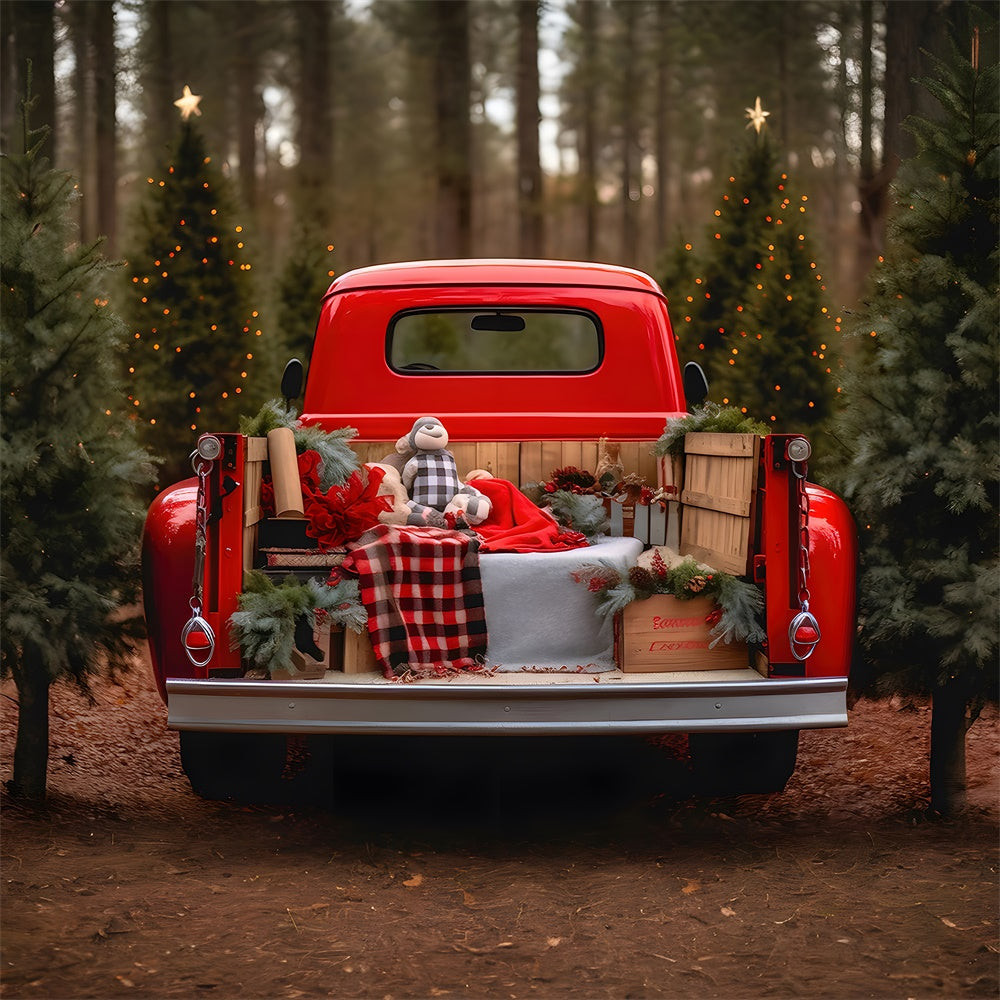 Christmas Tree Farm Red Truck Backdrop RR7-795