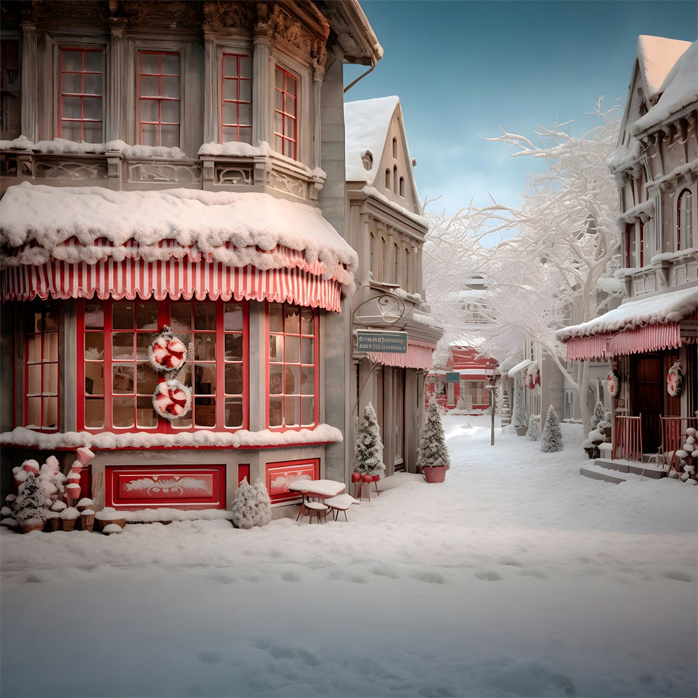 Winter Snowy Street Christmas Shop Backdrop RR7-800