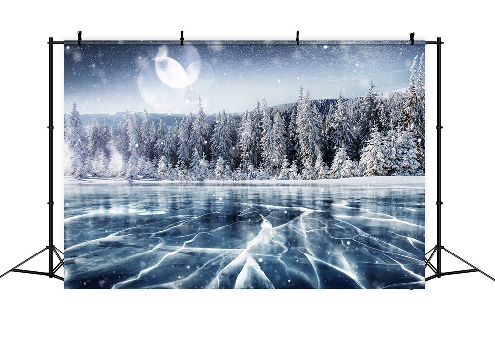 Snowy Frozen Lake Christmas Tee Backdrop RR7-815