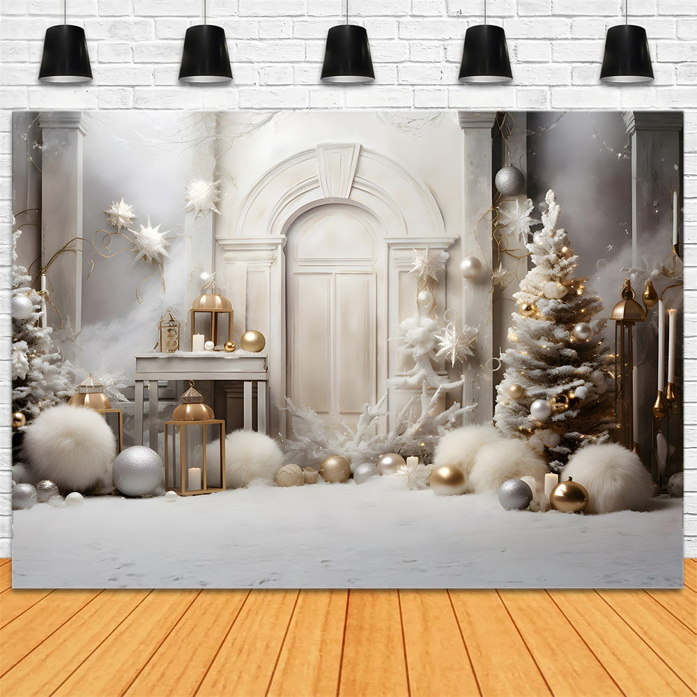 White Christmas Tree Balls Door Backdrop RR7-821