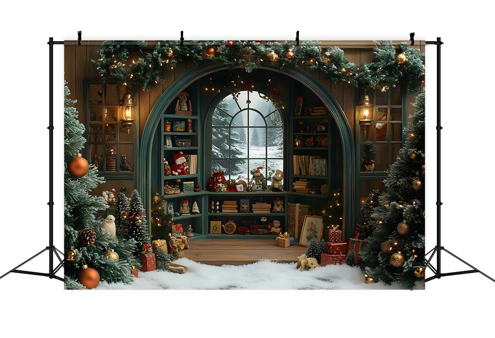 Christmas Toy Room Window Snow Backdrop RR8-108
