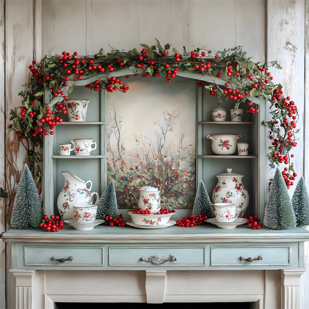 Christmas Decorated Kitchen Cupboard Backdrop RR8-118
