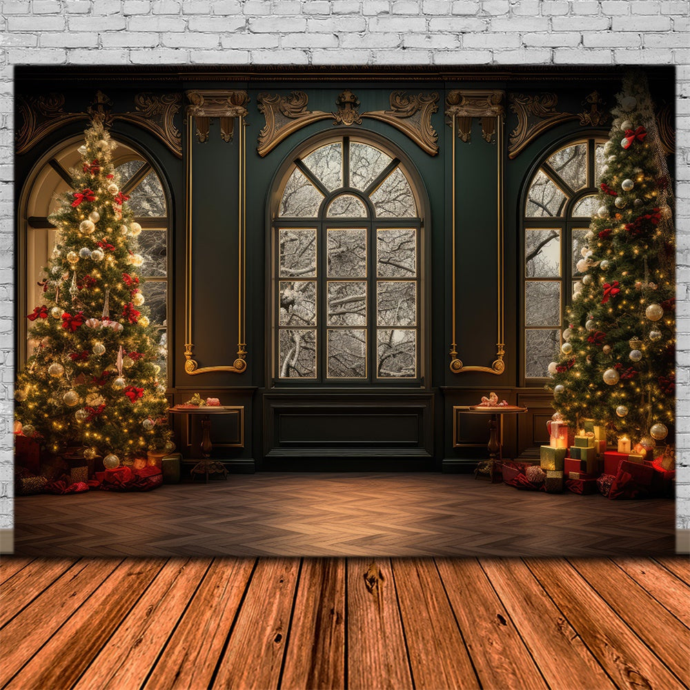 Christmas Decorated Trees Ballroom Backdrop RR8-134