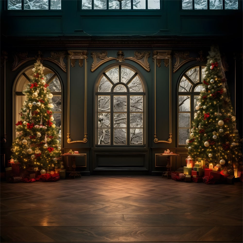 Christmas Decorated Trees Ballroom Backdrop RR8-134