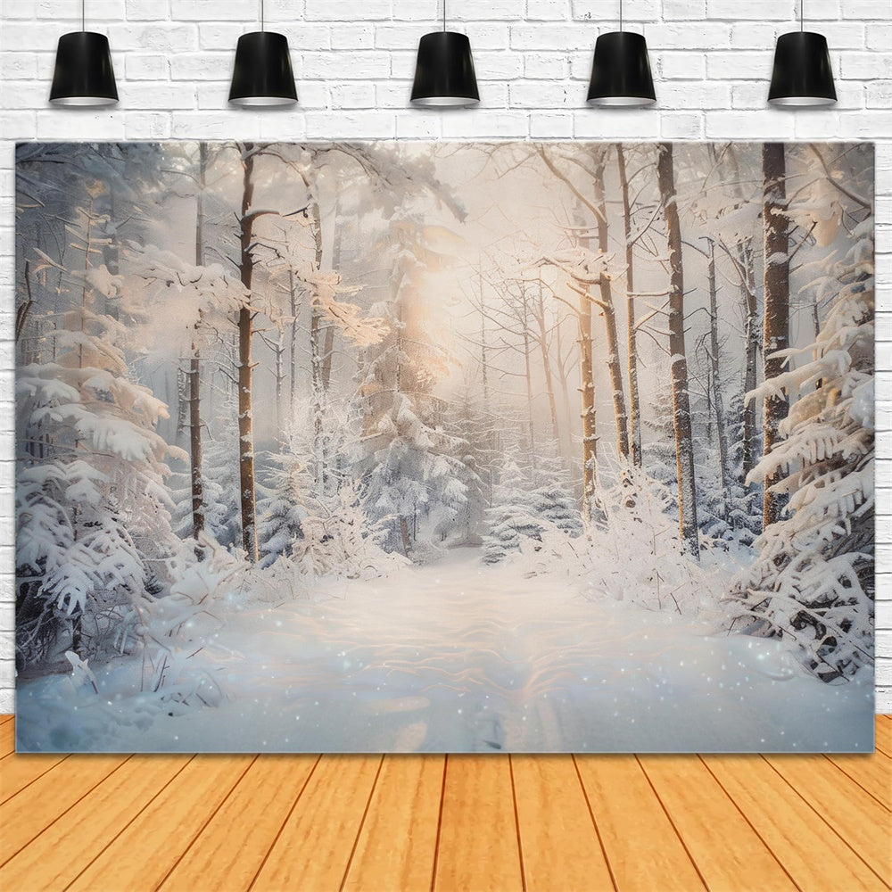 Christmas Serene Snowy Forest Morning Backdrop RR8-156