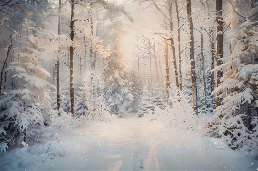 Christmas Serene Snowy Forest Morning Backdrop RR8-156