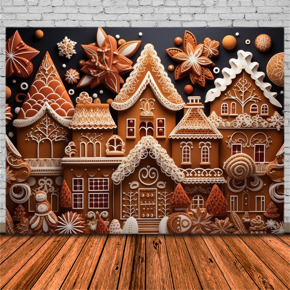 Christmas Gingerbread Candy Cottage Backdrop RR8-208
