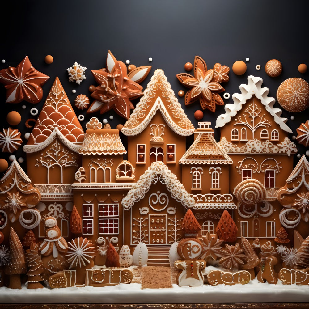 Christmas Gingerbread Candy Cottage Backdrop RR8-208