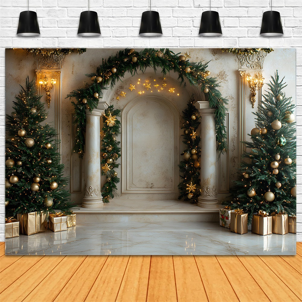 Christmas Wreath Mansion Door Tree Backdrop RR8-337
