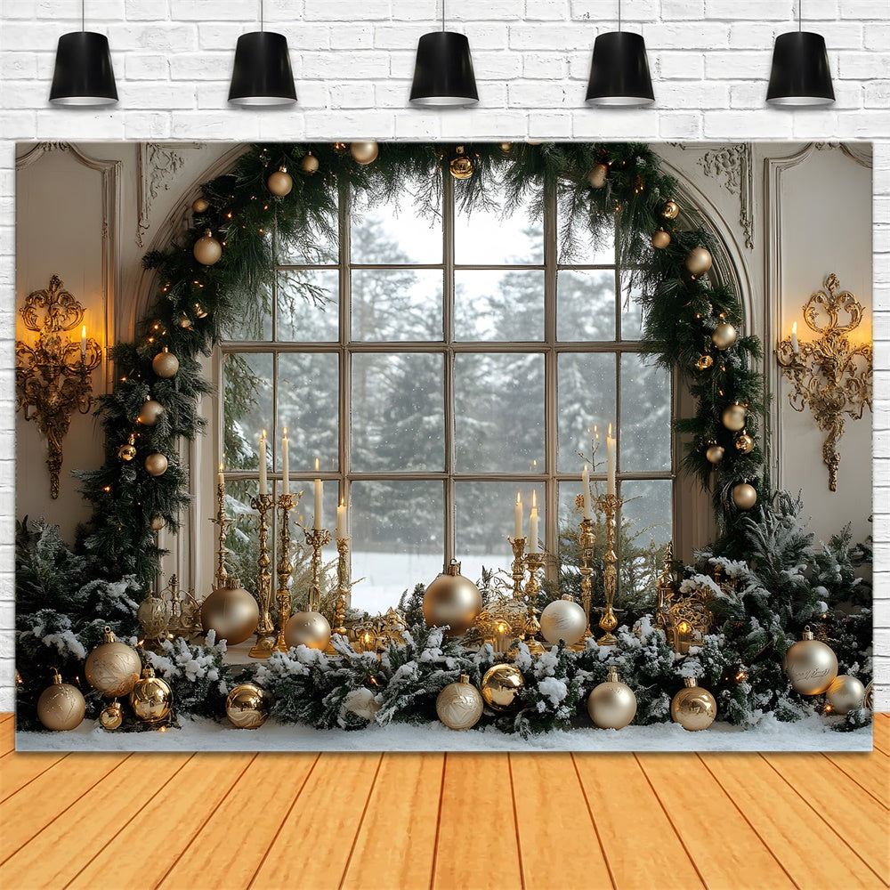 Christmas Garland Decorated Window Backdrop RR8-36