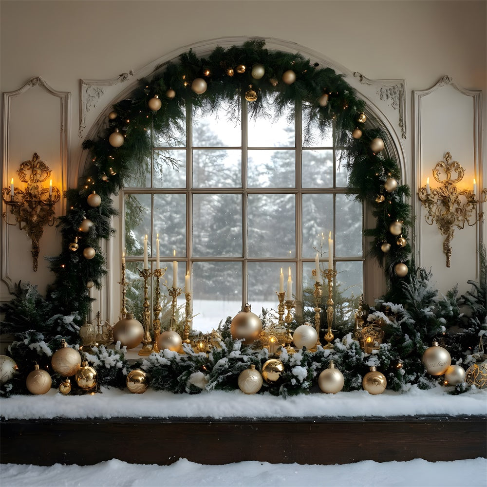 Christmas Garland Decorated Window Backdrop RR8-36