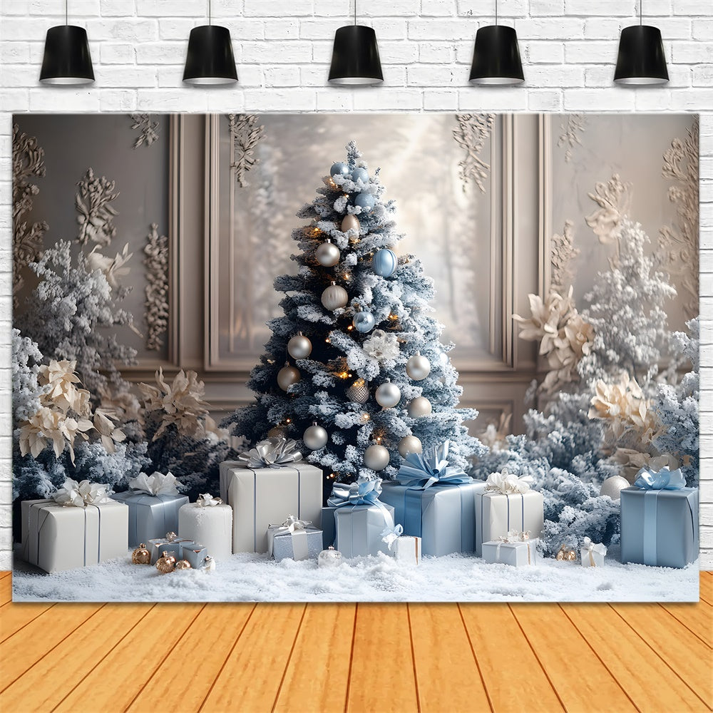 Christmas Tree Gift Boxes Retro Wall Backdrop RR8-49