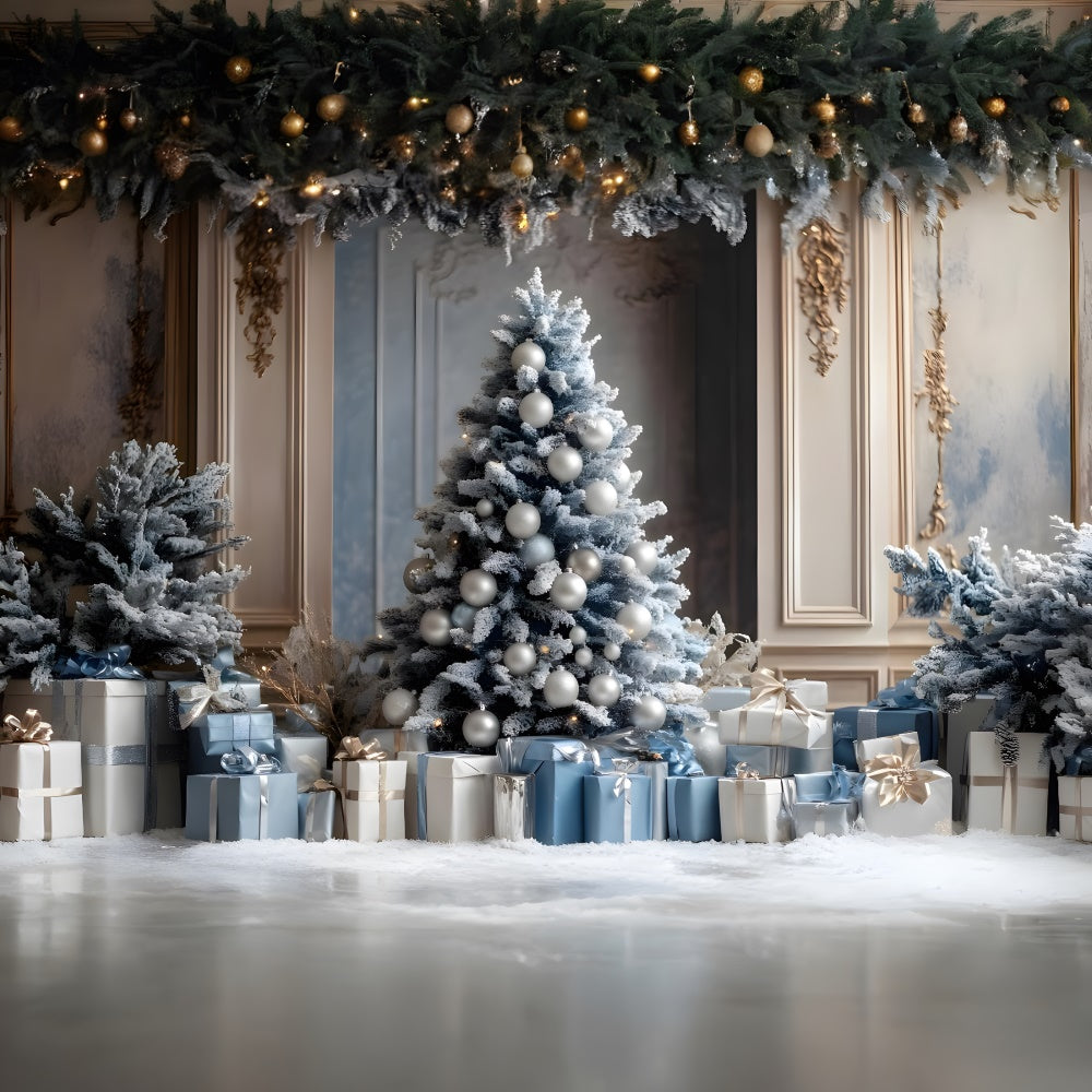 Christmas Tree Retro Wall Gift Boxes Backdrop RR8-51