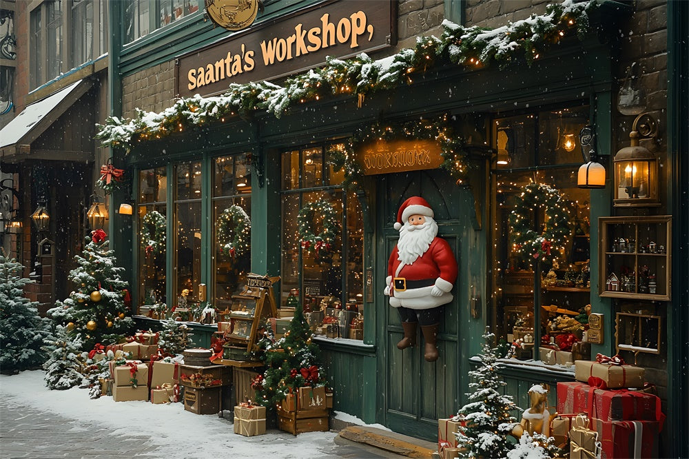 Christmas Trees Santa’s Workshop Backdrop RR8-85