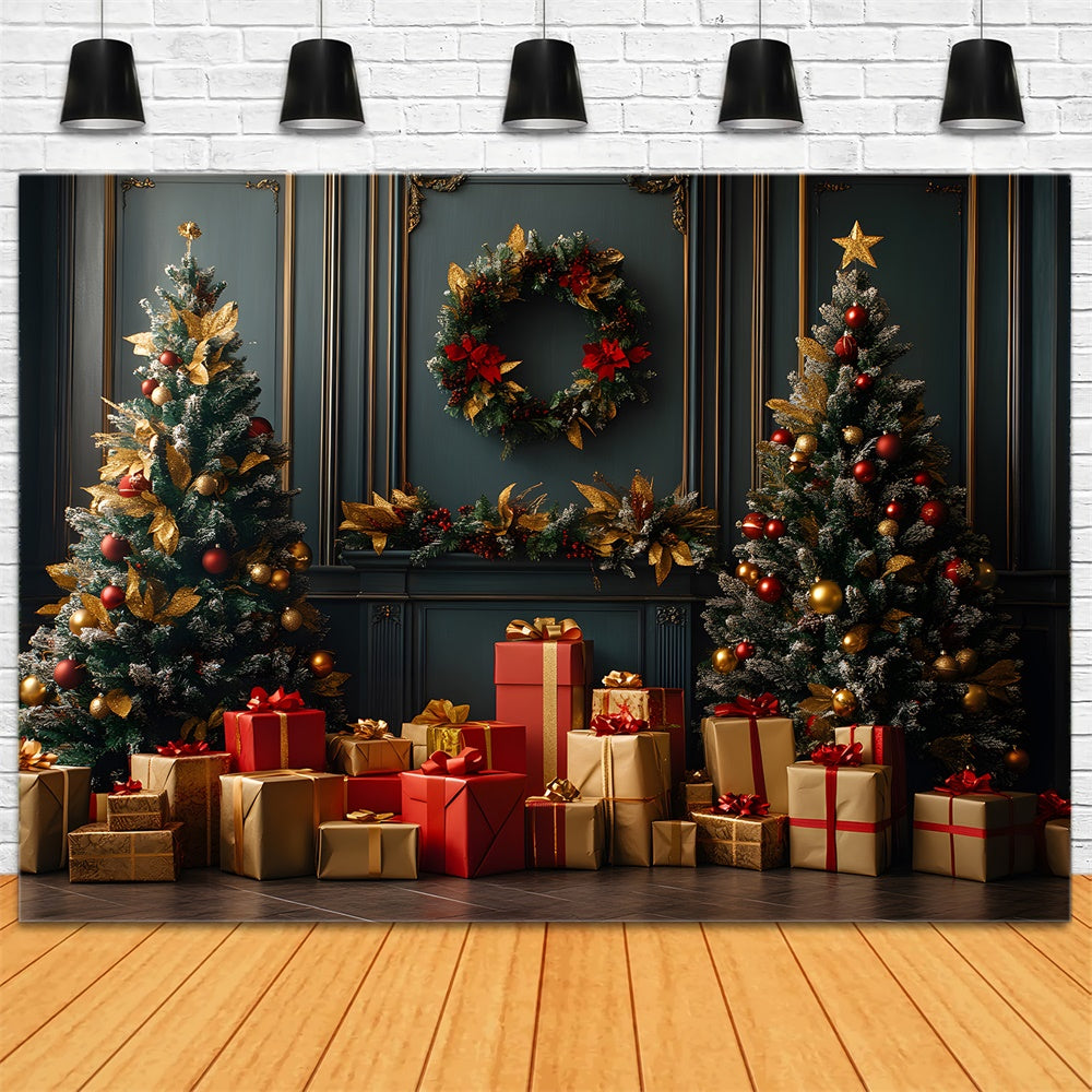 Christmas Vintage Wall Wreath Gift Boxes Backdrop RR9-69