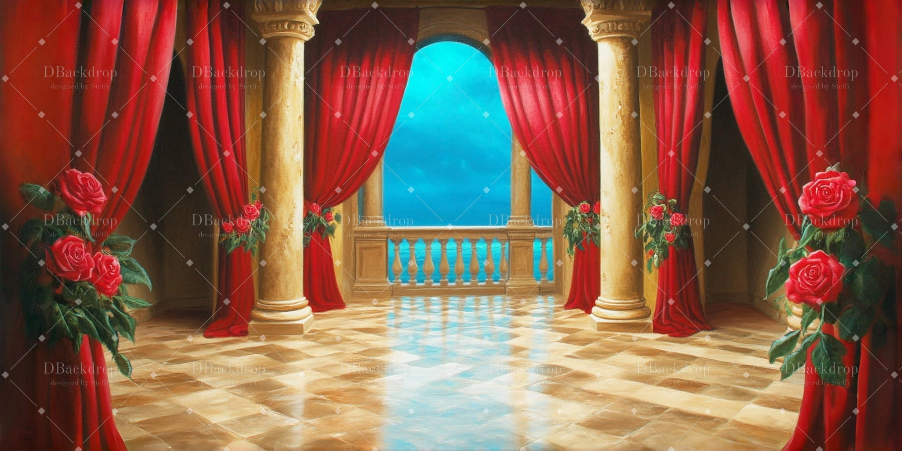 School Dance Backdrop Rose Ballroom Theatre Stage Backdrop CSH59-T30