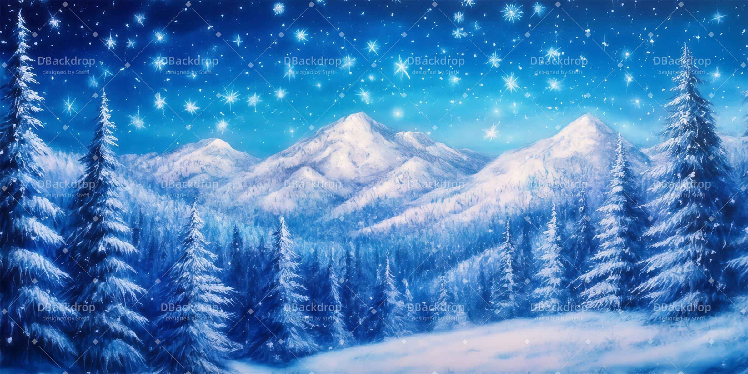 Stage Set Backdrop Starry Night Snow Mountain Dance Backdrops CSH59-T49