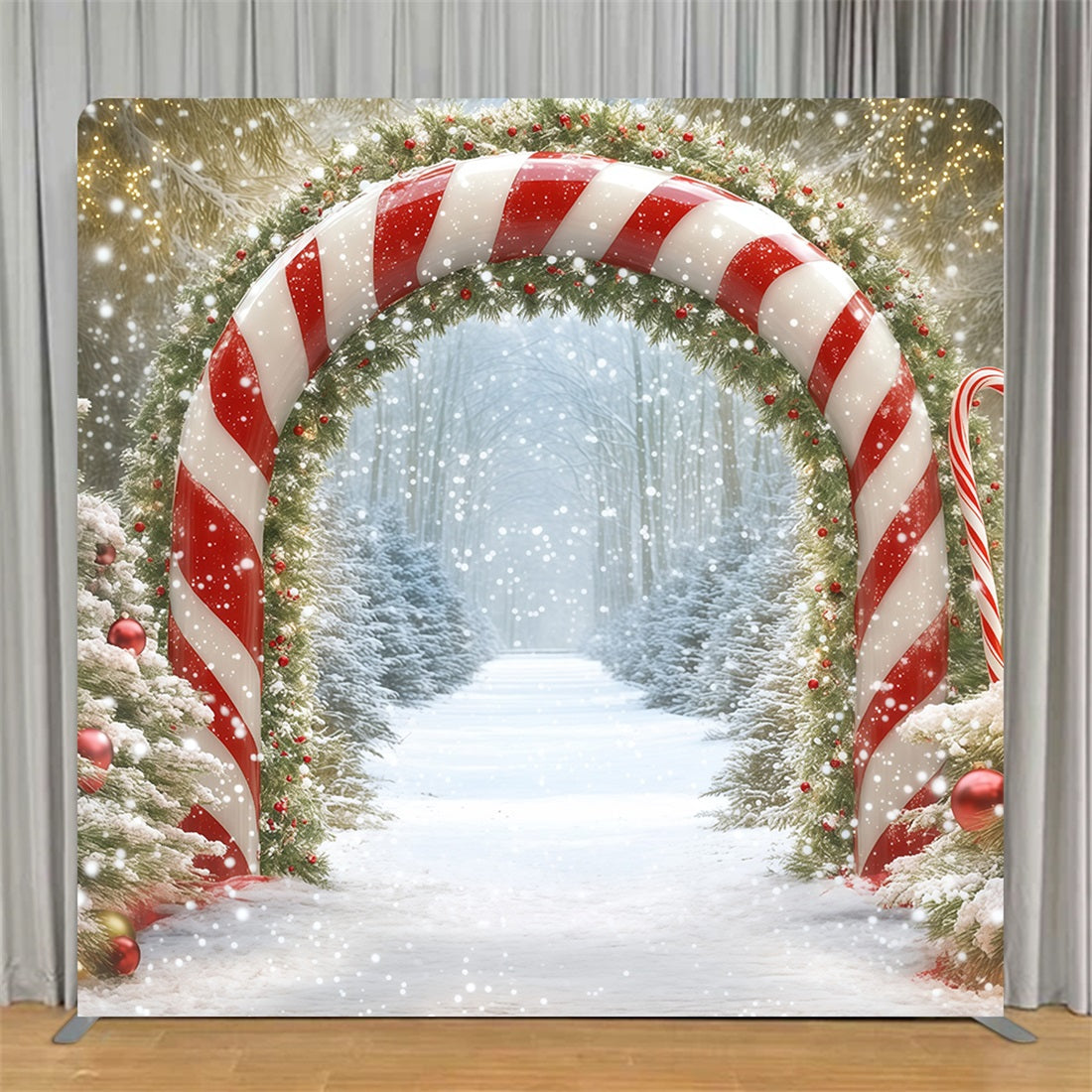 Tension Backdrop Candy Cane Winter Pathway Christmas Backdrops TS-BRP57-120