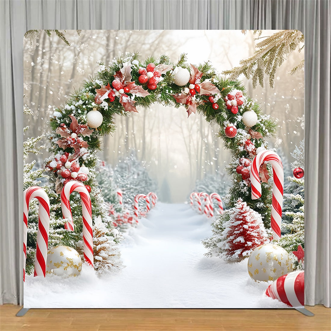 Square Shape Tension Fabric Display Arch Snowy Candy Wonderland Christmas Backdrop TS-CSH6-242