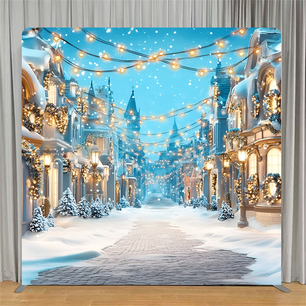 Square Backdrop Winter Wonderland Festive Street Christmas Backdrop TS-GQ57-140