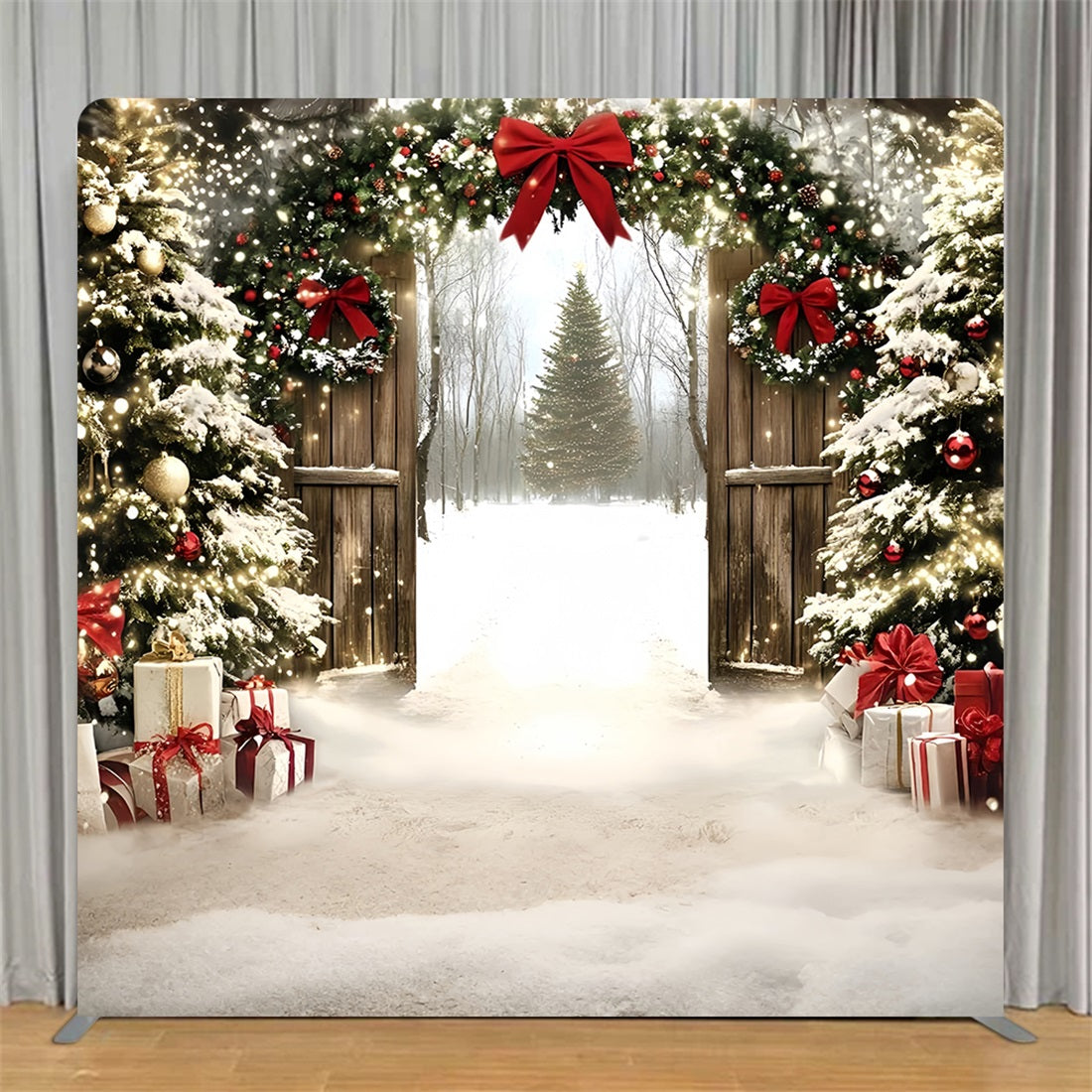 Tension Fabric Backdrop Winter Gate Holiday Pathway Christmas Backdrop TS-GQ58-1
