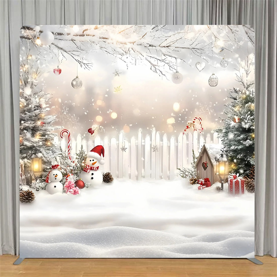 Tension Backdrop Snowy Snowman Yard Christmas Party Backdrops TS-GQ58-4