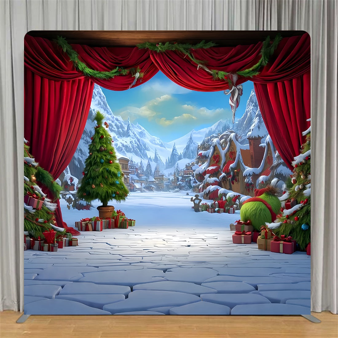 Square Backdrops Festive Village Stage Christmas Backdrop TS-TWW510-83