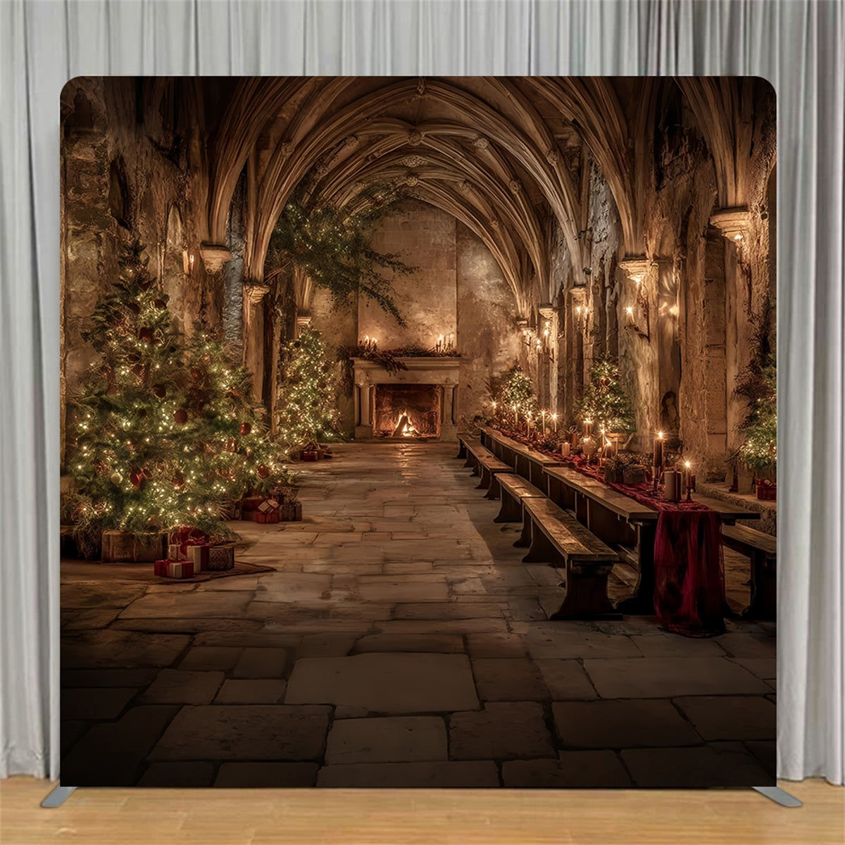 Square Backdrop Cover Festive Medieval Holiday Hall Christmas Backdrops TS-TWW59-112