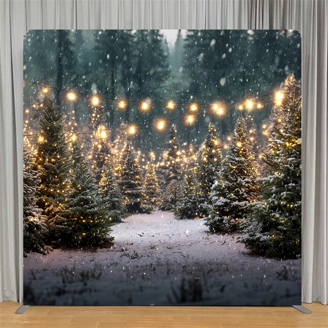 Square Shape Tension Backdrop Winter Forest Lights Path Christmas Backdrop TS-TWW59-116