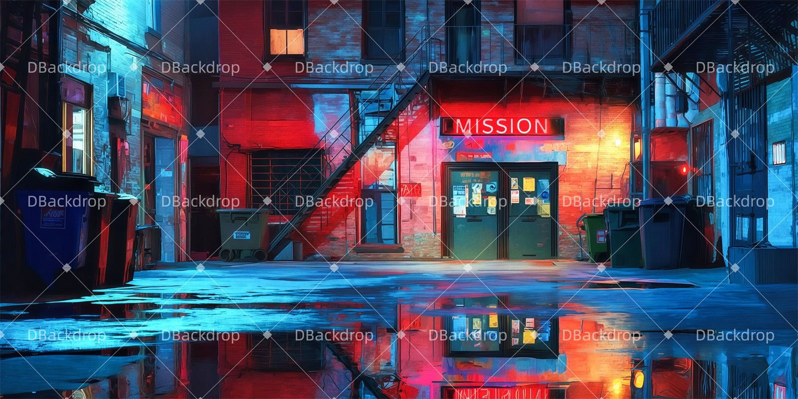 Theater Backdrop Alley Behind the Mission Large Stage Backdrops TWW511-T75