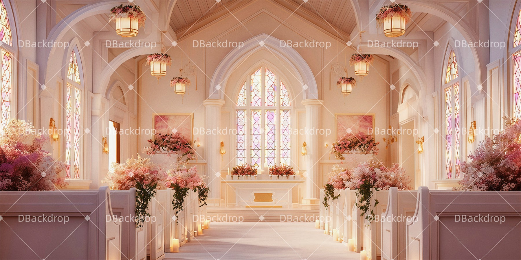 Church Stage Backdrops Wedding Scene Theater Backdrops For Sale TWW511-T77